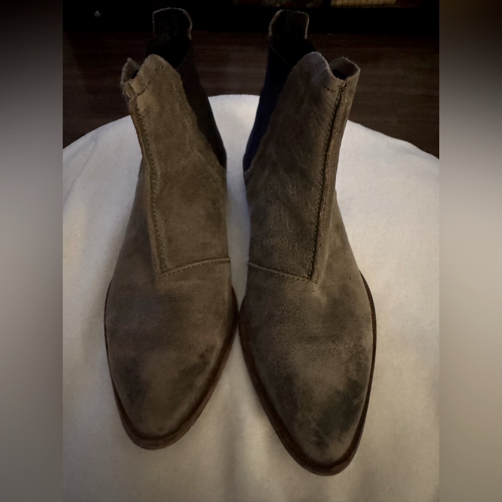 Free People Dark Horse Taupe Leather Ankle Chelsea Boots